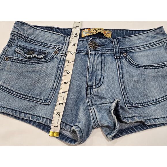 Tyte Jeans Light Blue Denim Jean Shorts 100% Cotton Button Pocket Juniors Size 5 - Picture 6 of 7